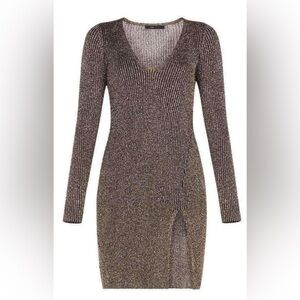 BCBGMaxAzria Metallic Long Sleeve Dress